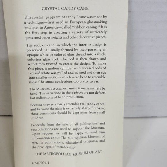 Candy Canes, Vintage, Crystal, Hand Made, Christmas Tree Ornaments, Sold by MOMA - Picture 6 of 6